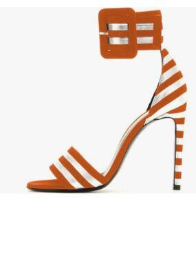 FSJ Orange Open Toe Stripes Strappy Sandals High Heel Ankle Strap Buckle Shoes